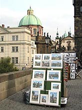 Charles Bridge is popular with local artists