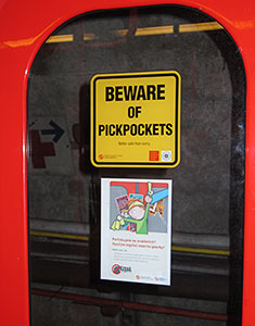 A sign on the Prague subway in 2012