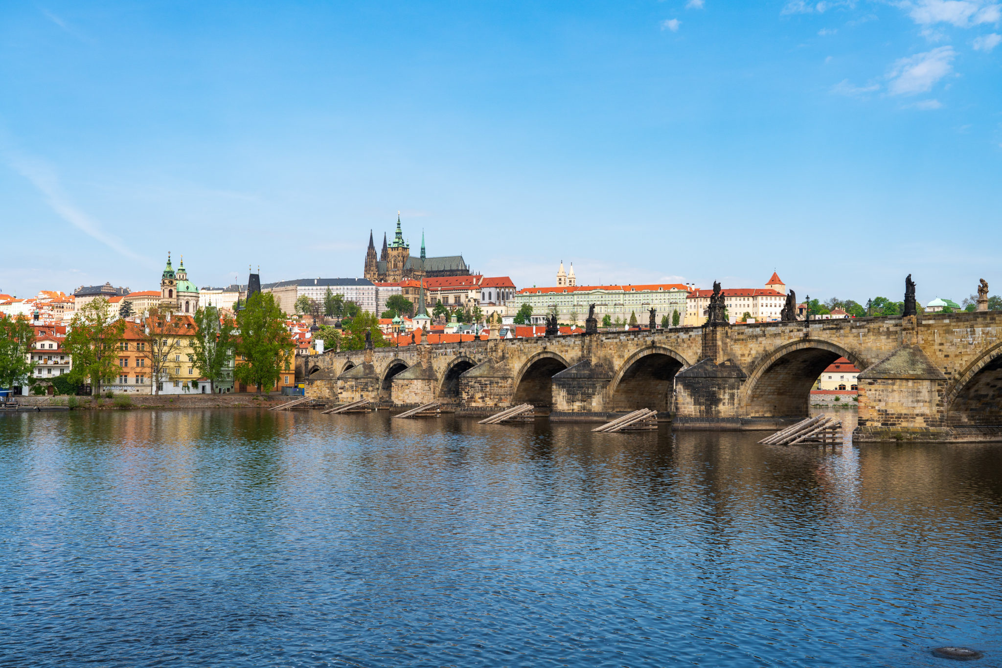 Charles Bridge and Prague Castle over the Vltava River