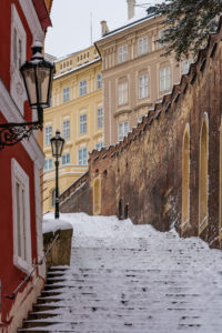 Prague Castle Steps under snow